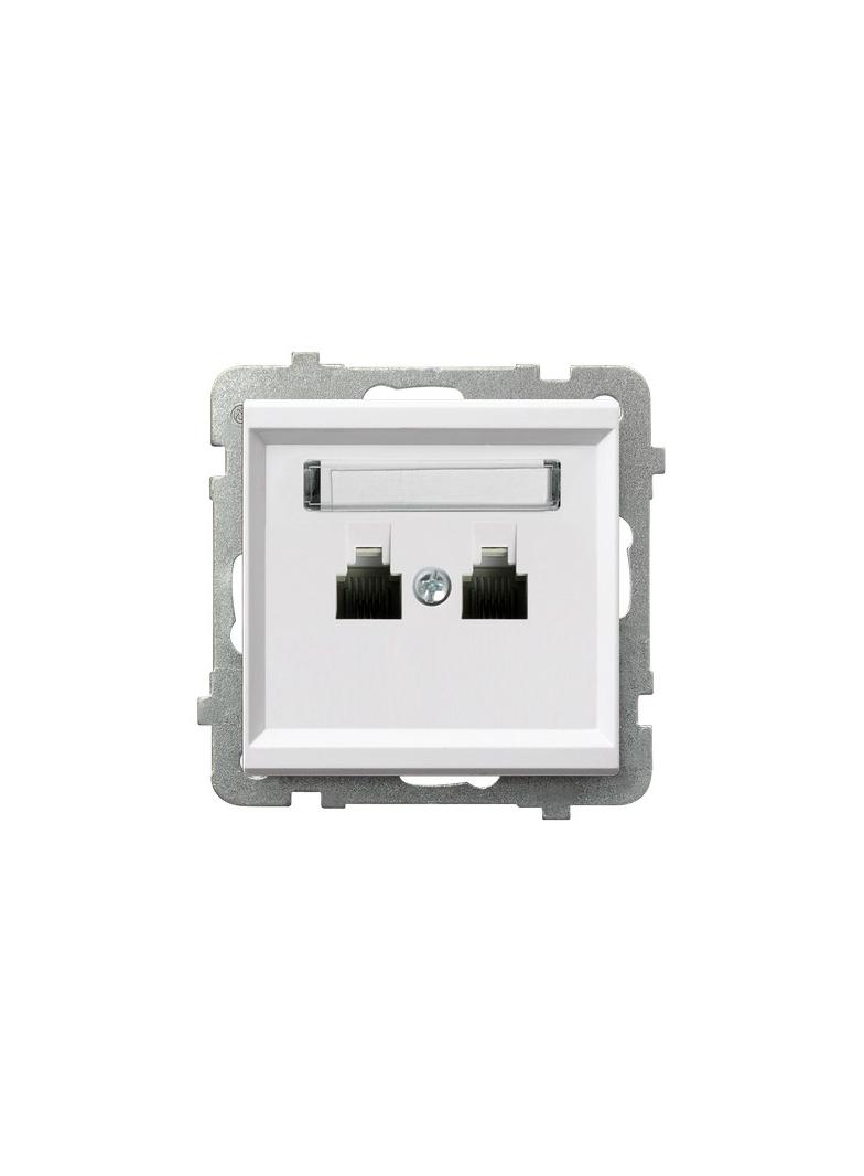 SONATA Gniazdo telefoniczne podwójne niezależne - kolor biały mat