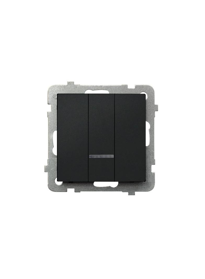 SONATA Łącznik potrójny z podświetleniem niebieskim - kolor czarny metalik