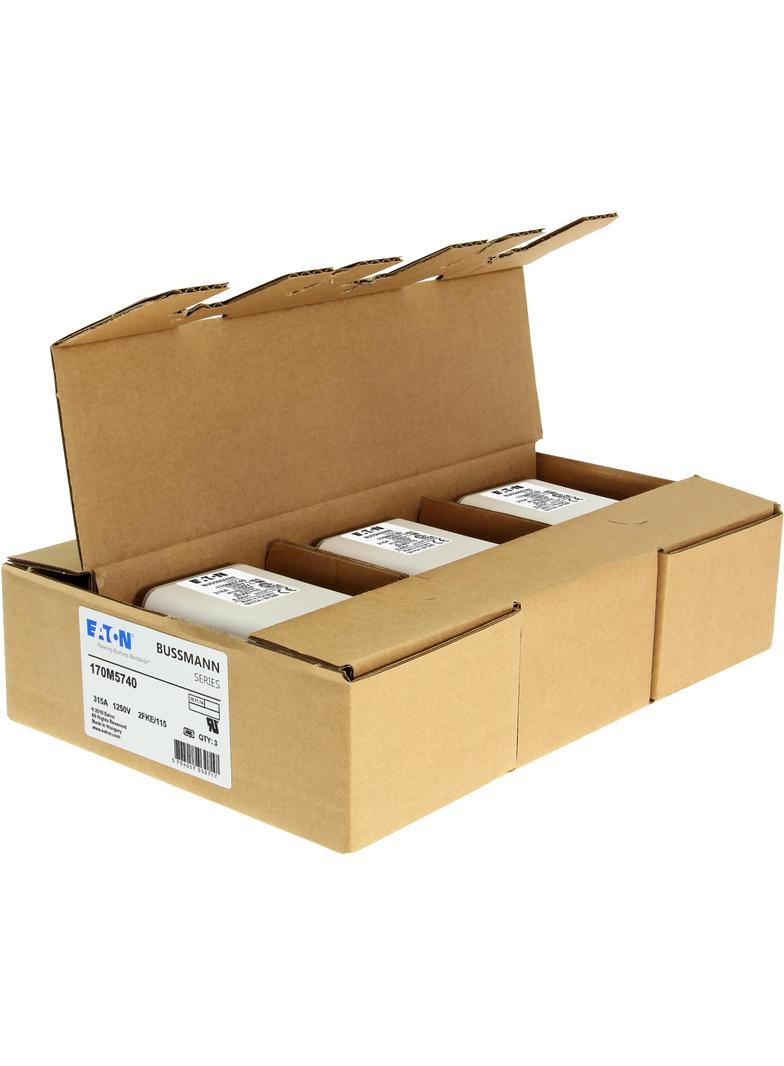 FUSE 315A 1250V 2FKE/115 AR CU Wkładka szybka 315A AC 1250V rozmiar 2 61x77x160 mm aR IEC, 170M5740