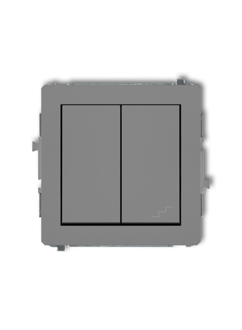 DECO Mechanizm łącznika jednobiegunowego ze schodowym (osobne zasilanie) szary mat
