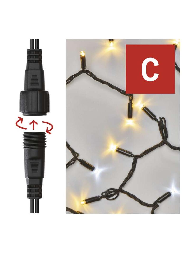 Lampki świąteczne łączone Profi łańcuch 100LED 10m ciepła biel+zimna biel miga czarny timer D2AN01 EMOS