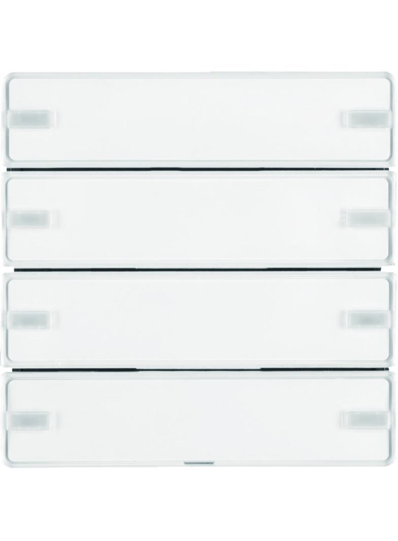 BERKER KNX e/s Q.x Przycisk poczwórny z polem opisowym z diodami LED RGB i czujnikiem temperatury biały 80144329 HAGER