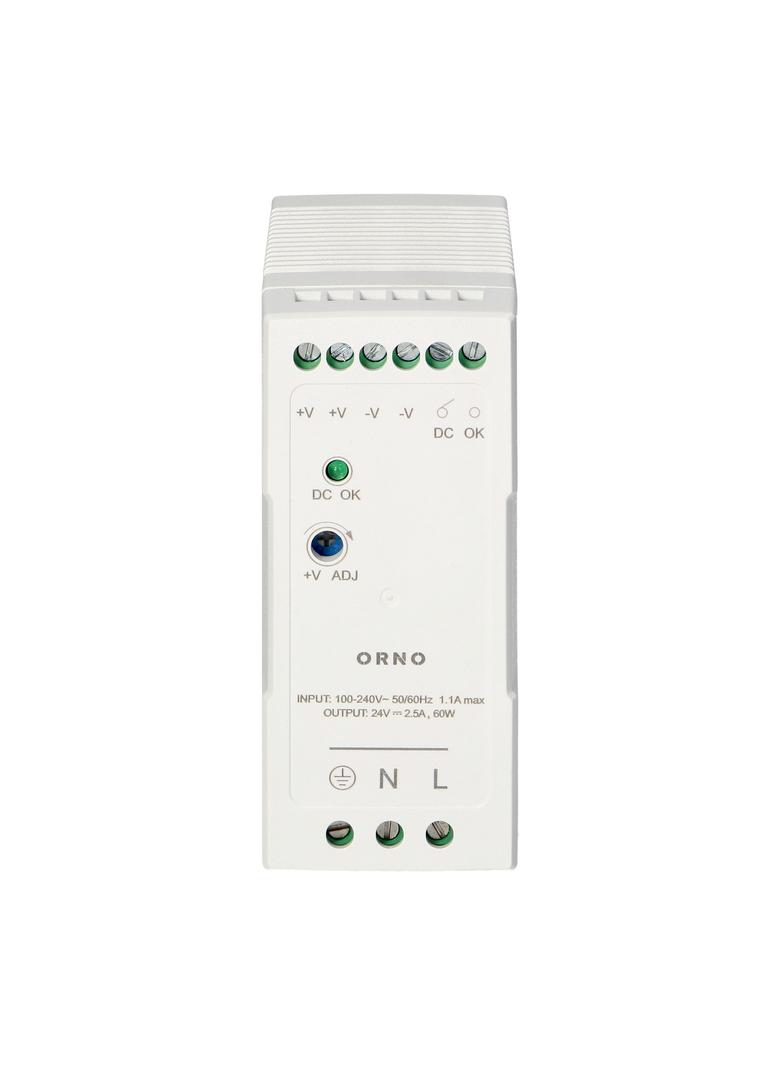 Zasilacz przemysłowy na szynę DIN 24VDC 2,5A 60W obudowa z tworzywa sztucznego OR-PSU-1663 ORNO