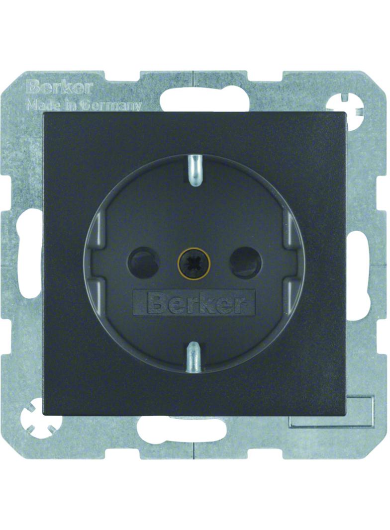 BERKER B.X Gniazdo SCHUKO z uziemieniem z przesłoną styków antracyt 41231606 HAGER
