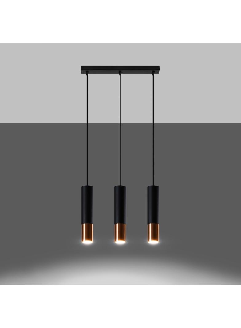 Sollux Lampa wisząca LOOPEZ 3L czarny/miedź