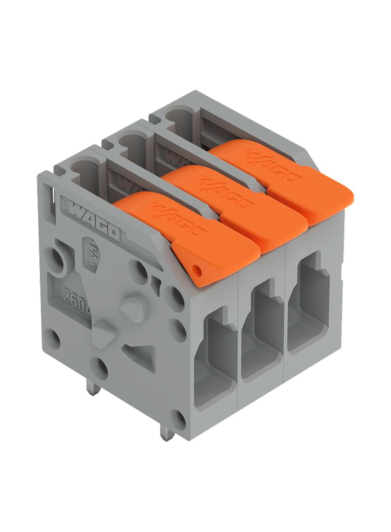 Złączka do płytek drukowanych dźwignia 4mm2 RM 5mm 3-bieg szara /130szt./ 2604-1103 WAGO