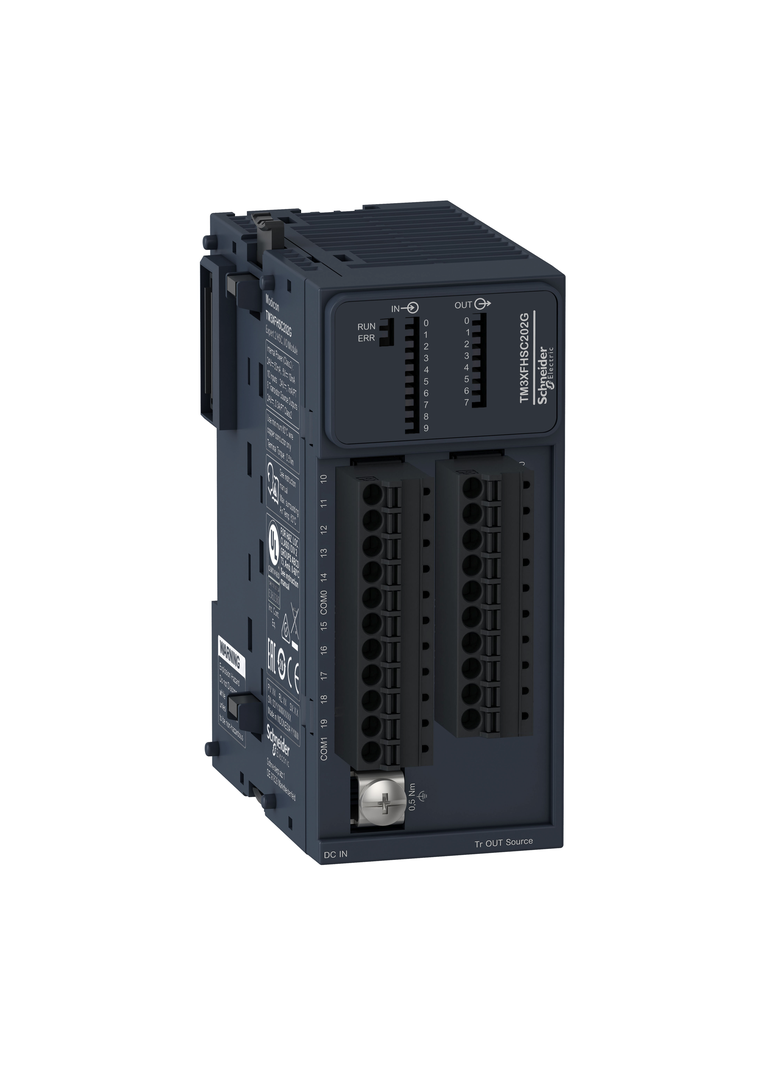 Modicon TM3, moduł Expert licznika, 10 szybkich wejść, 8 szybkich wyjść, zaciski sprężynowe