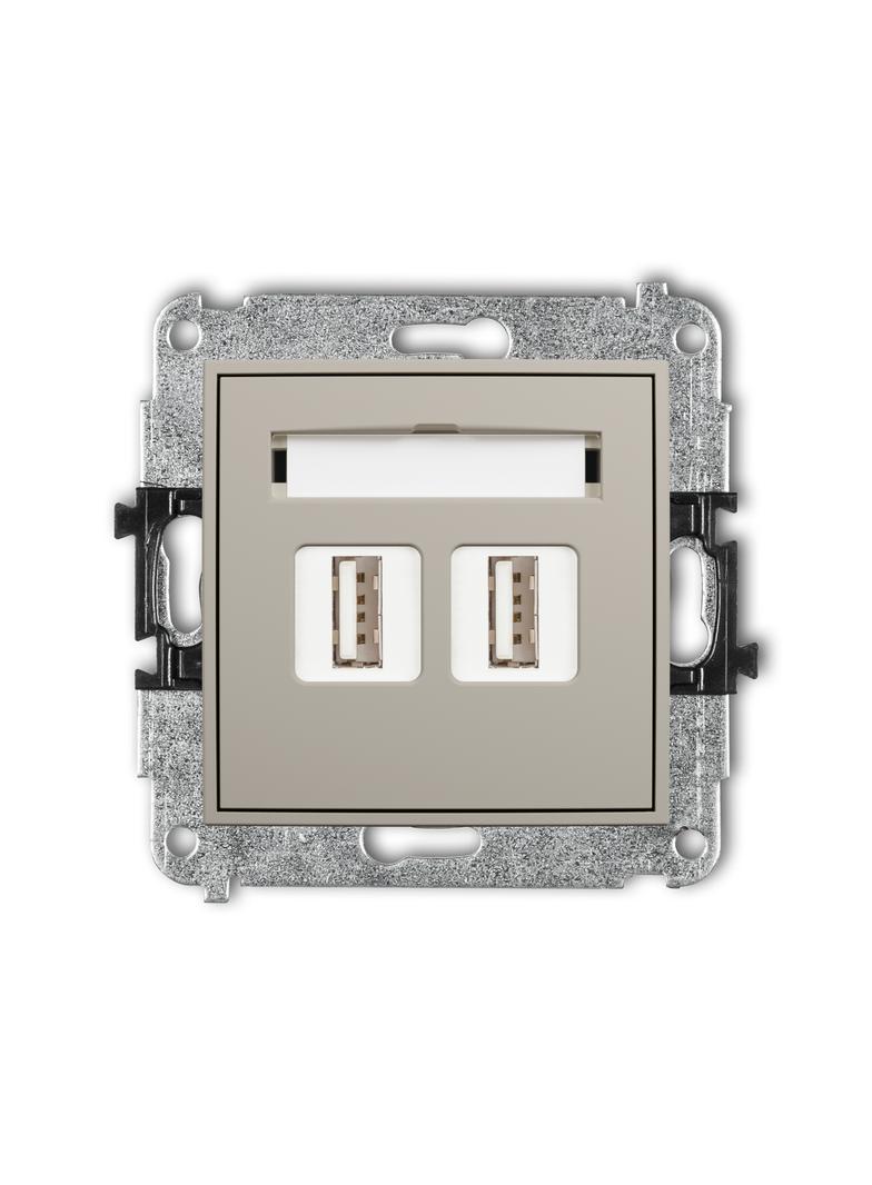 ICON Gniazdo podwójne 2xUSB typ A-A 2.0 taupe 60IGUSB-2 KARLIK