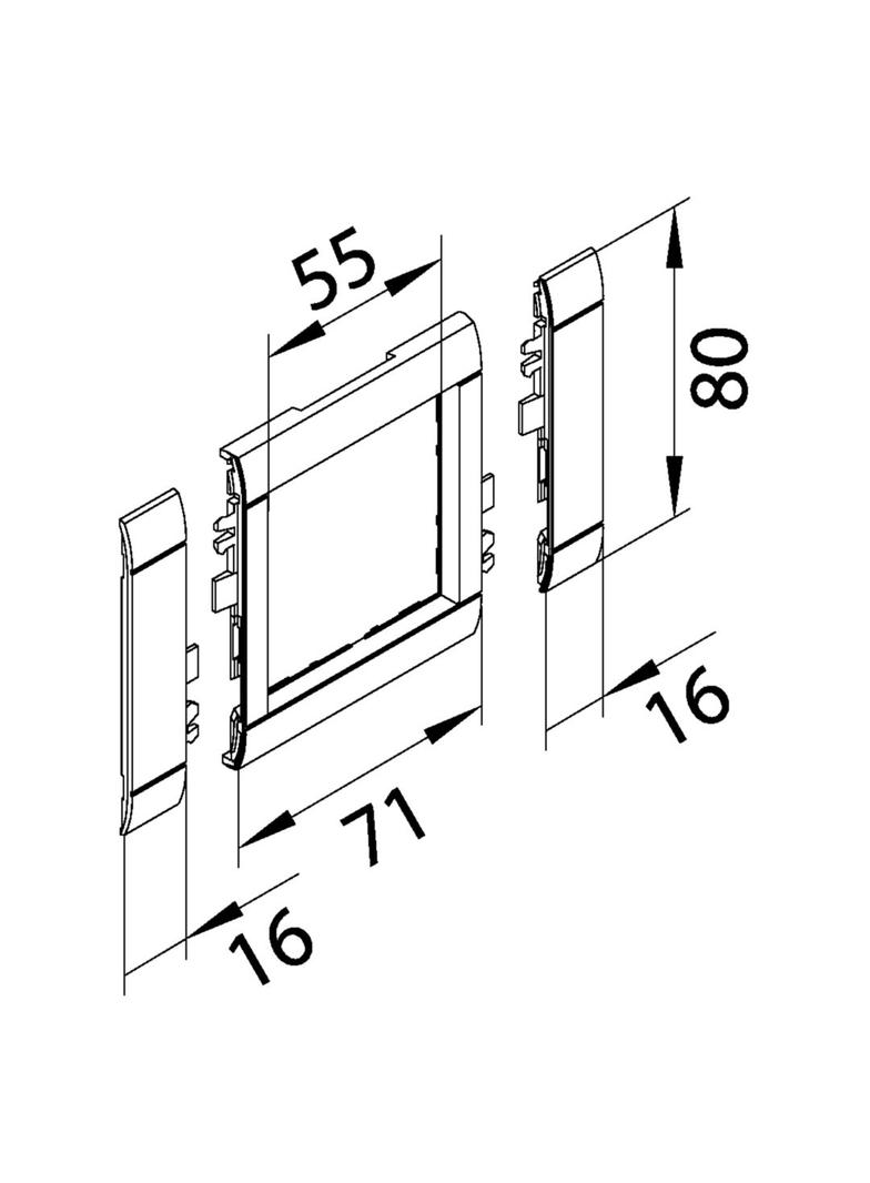 tehalit.WA Maskownica 80mm 1-krotna 55x55mm PC-ABS bezhalogenowy jasnoszary