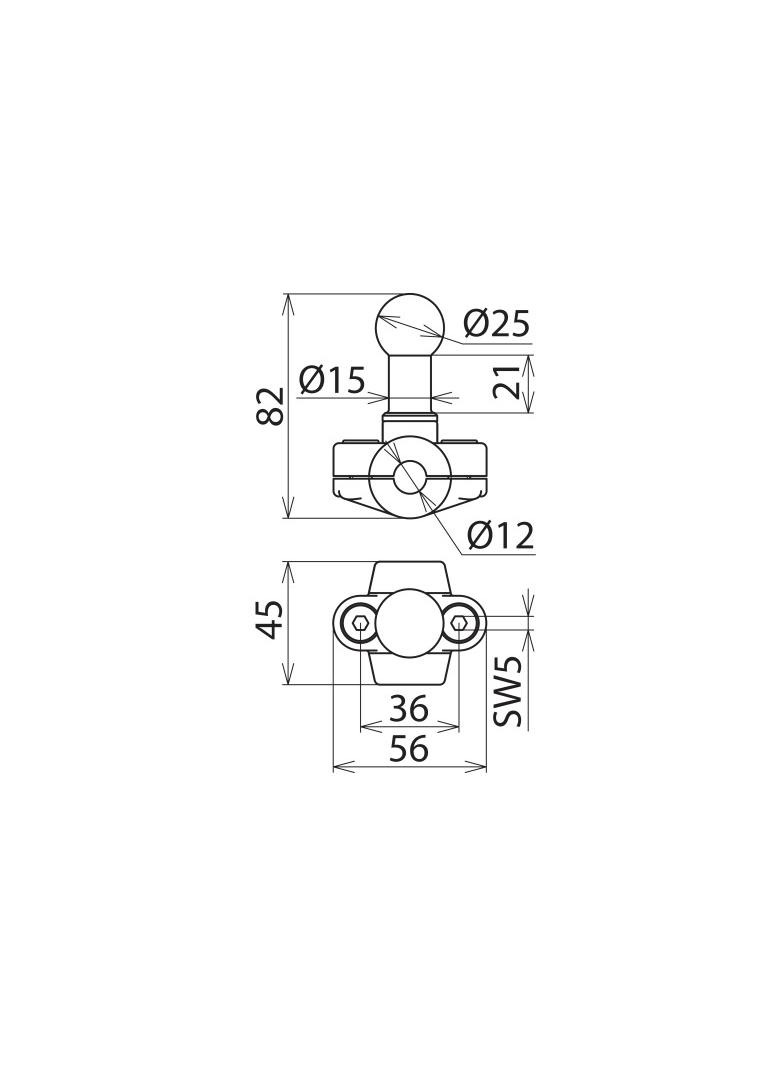Punkt mocowania kulowy 25 mm, obejma na fi 12 mm