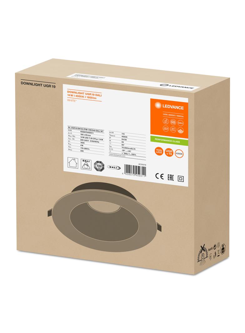 DOWNLIGHT UGR19 DN155 PFM 14W 840 DALI WT LEDV LEDVANCE