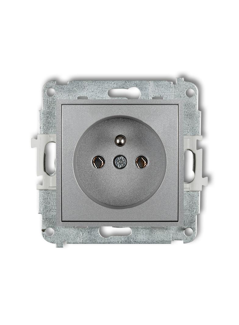MINI Mechanizm gniazda pojedynczego z uziemieniem 2P+Z (bez przesłon torów prądowych) srebrny metali