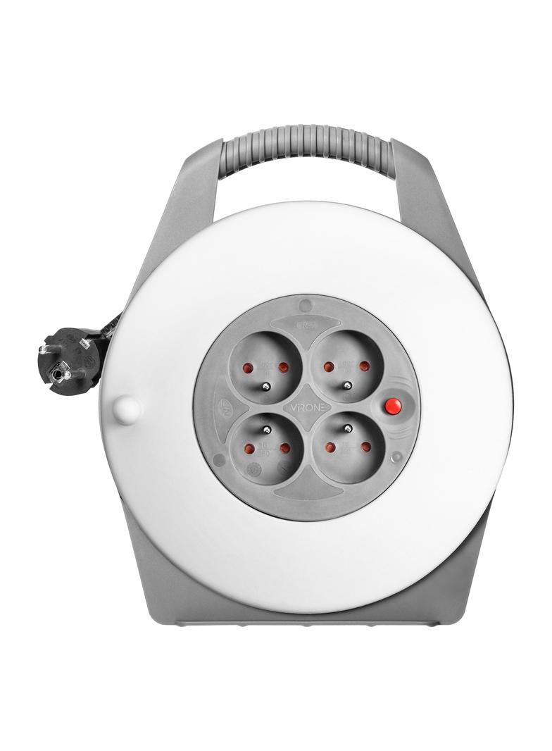 Przedłużacz bębnowy 4 gniazda z uziemieniem zwijany kabel PVC 900W 10m VIRONE