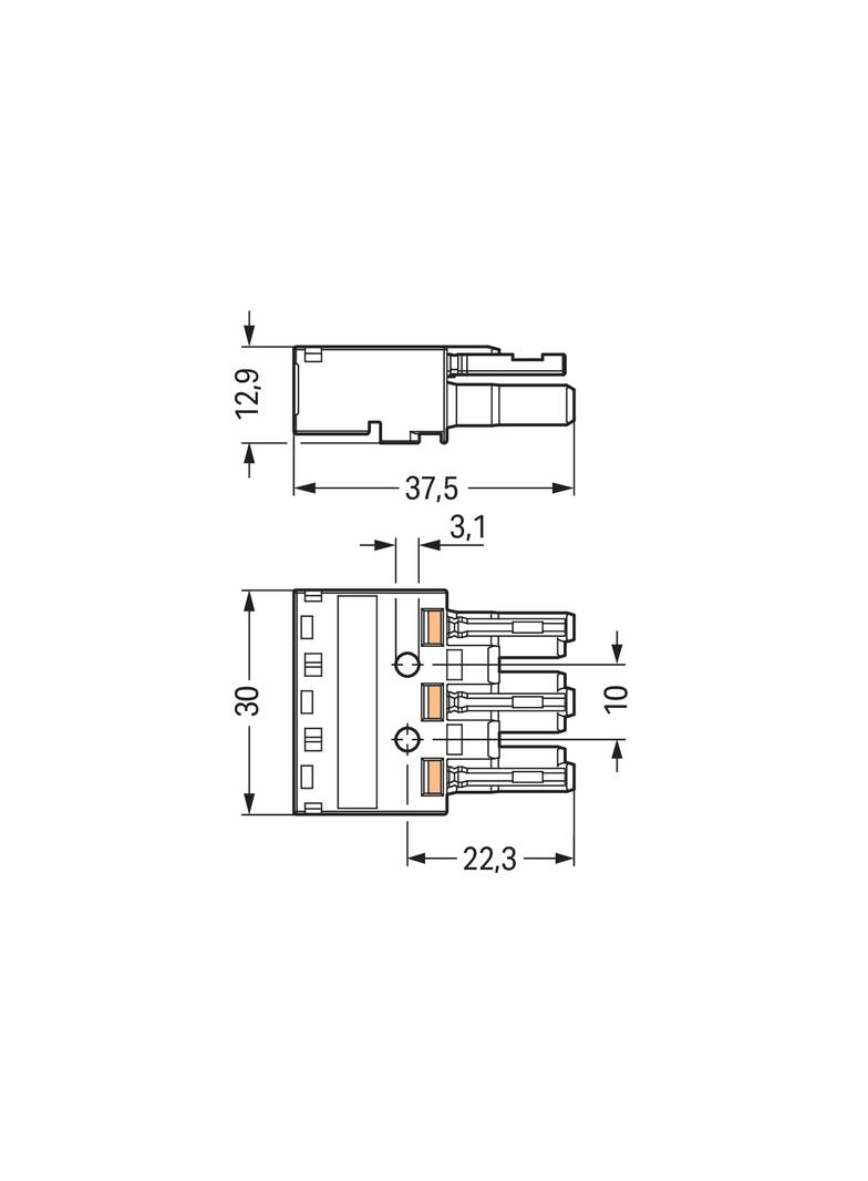 gniazdo 3-biegunowe raster 10 mm