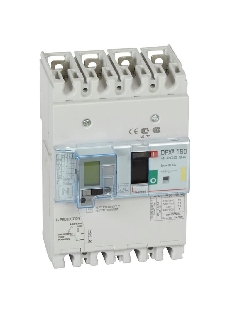 Wyłącznik DPX3 160 Z Zab. R-Pr. 4P 80A 16kA 420034 LEGRAND