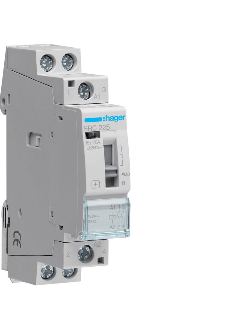 Stycznik modułowy z możliwością sterowania ręcznego 230V AC 2Z 25A AC-7A B ERC225 HAGER