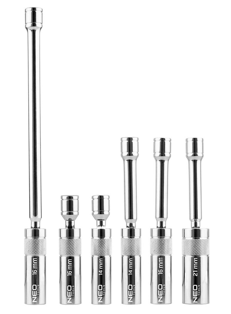 Zestaw nasadek na przegubach, do świec zapłonowych 6 szt.