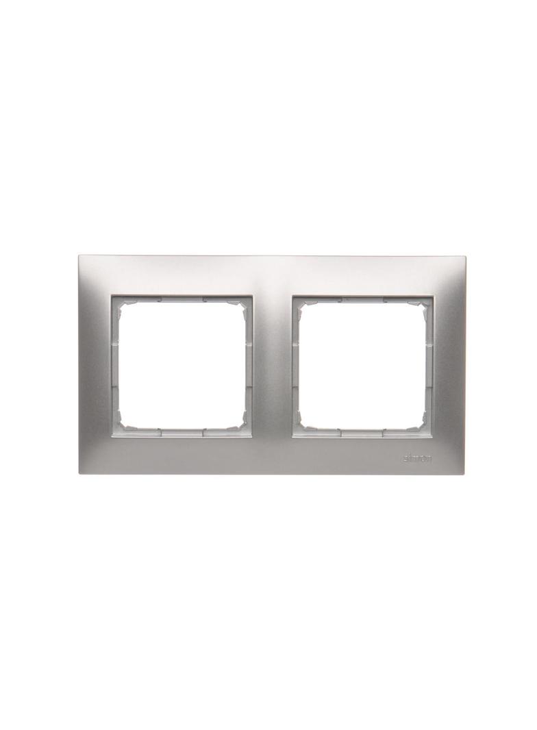Simon 54 Premium Ramka 2-krotna PREMIUM do puszek karton-gips IP20 / IP44 srebrny mat DRK2/43 KONTAKT