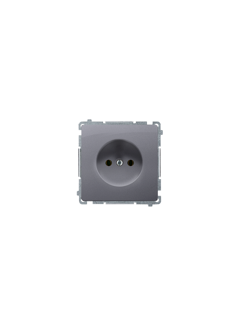 Simon Basic Gniazdo wtyczkowe bez uziemienia z przesłonami torów prądowych 16A 250V zaciski śrubowe srebrny mat BMG1Z.01/43 BMG1z.01/43 KONTAKT