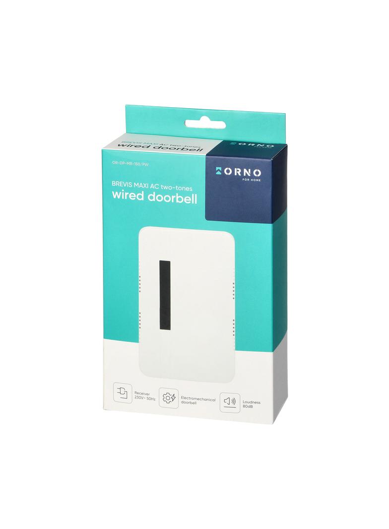 Dzwonek elektromechaniczny dwutonowy BREVIS MAXI AC, 230V, śnieżno biały OR-DP-MR-150/PW ORNO