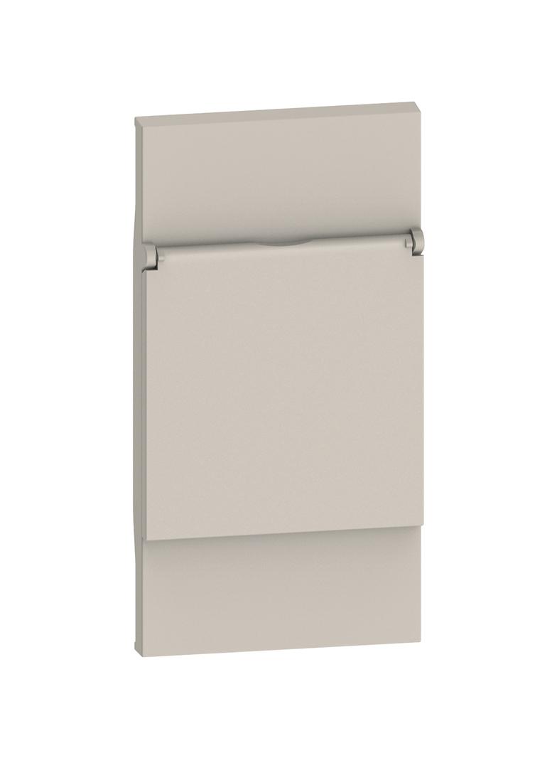 LIVING NOW - PLAKIETKA GNIAZDA 2P+Z SCHUKO Z KLAPKĄ - 2 MODUŁY - PIASKOWY BEŻ, Bticino