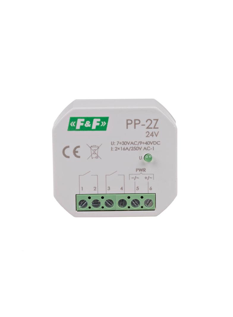 Przekaźnik elektromagnetyczny 2Z 16A montaż podtynkowy w obud.PDT U=7-30VAC / 9-40VDC PP-2Z-24V F&F