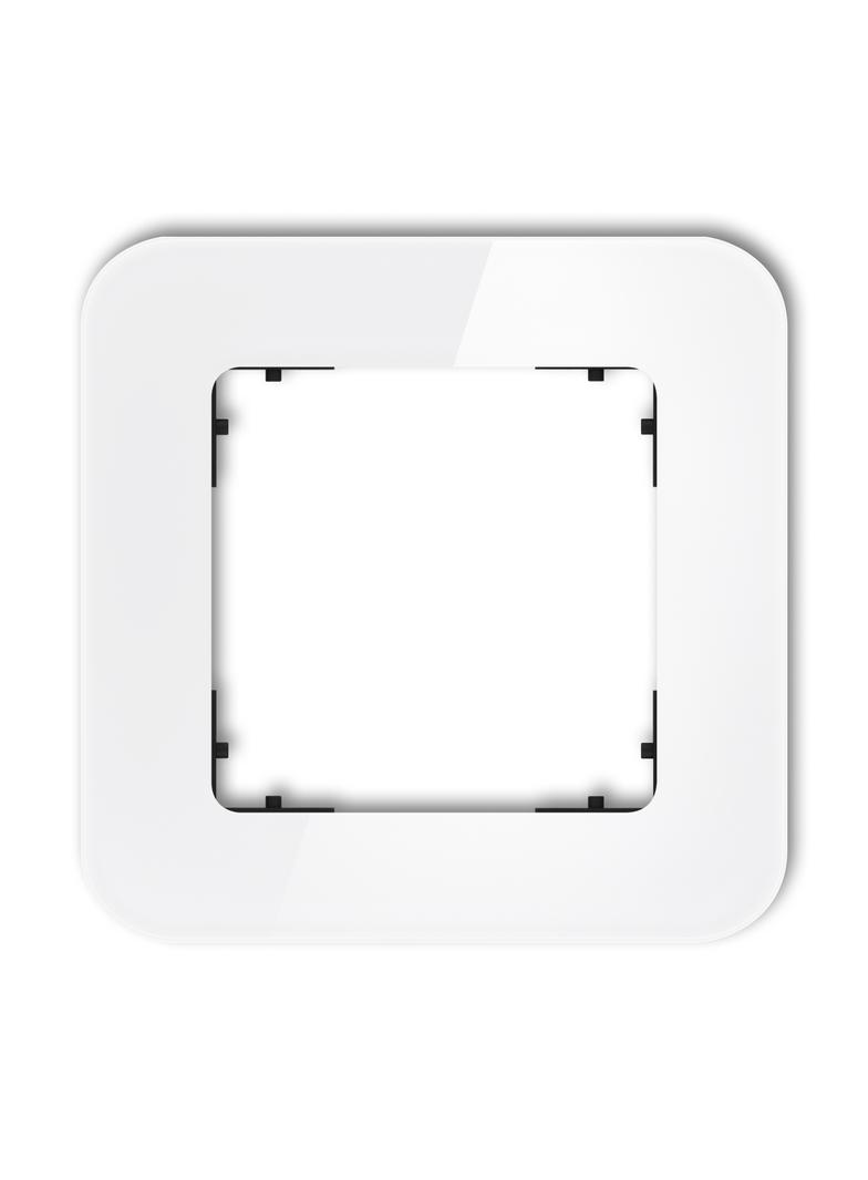 ICON Ramka uniwersalna pojedyncza zaokrąglona - efekt szkła (ramka: biała; spód: czarny) biały