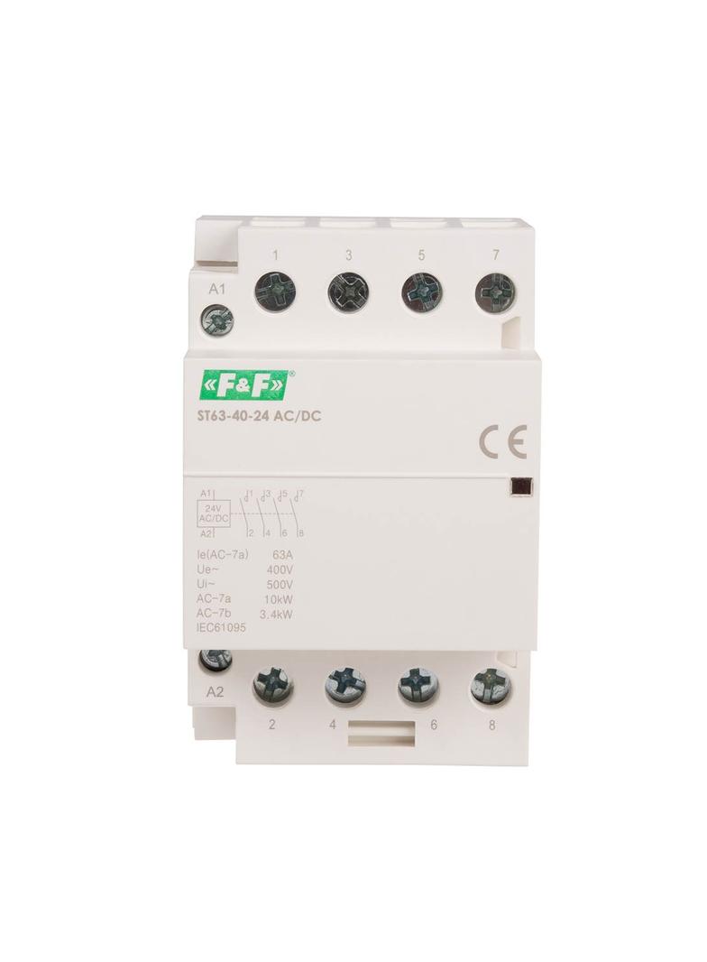 Stycznik modułowy, montaż na szynie, styki 4xNO, 63A, 24V DC