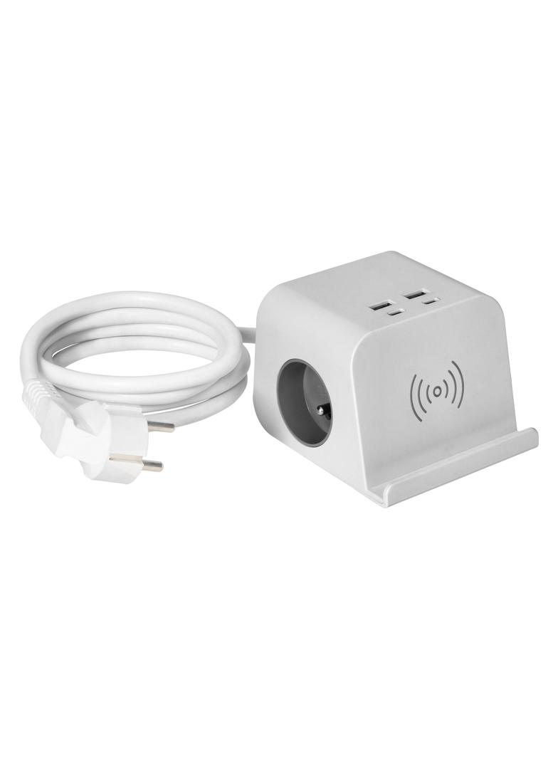 Listwa zasilająca nabiurkowa z ładowarką USB śrubowym zaciskiem mocującym i przewodem 1,5m 2x2P+Z OR