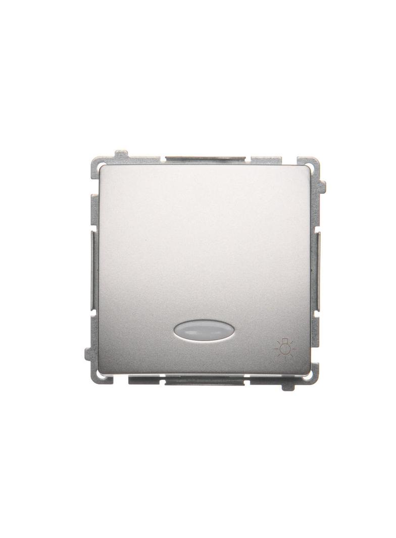 Simon Basic Przycisk światło z podświetleniem LED 10A 250V szybkozłączka srebrny mat BMS1L.01/43 KONTAKT