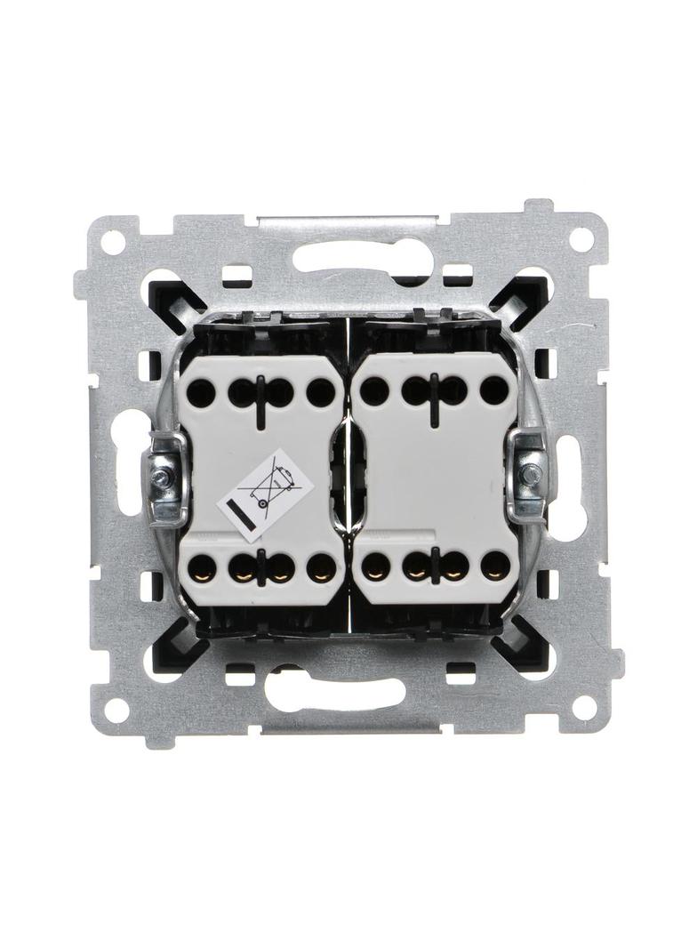 Simon 54 Łącznik krzyżowy podwójny bez piktogramu 10A 250V szybkozłączka czarny DW7/2.01/X/49 KONTAKT