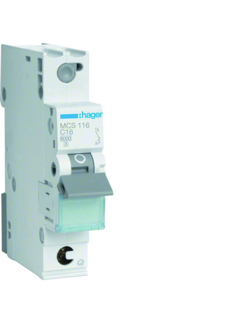 MCB Wyłącznik nadprądowy 6kA 1P C 16A QuickConnect MCS116 HAGER