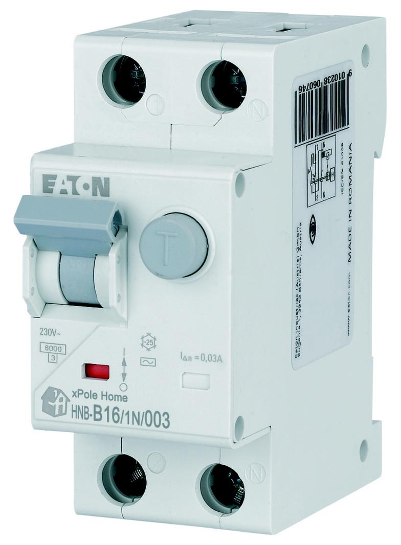 HNB-B16/1N/003 Wyłącznik różnicowonadprądowy 6kA B16A 1P+N 30mA typ AC 195121 EATON