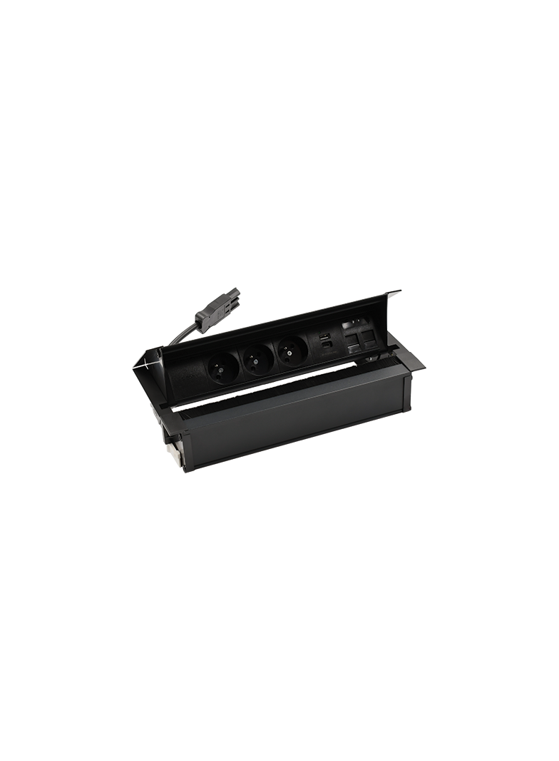 "Simon 480 TS48-710E30BK0-44 Cover 3 gn. typ E + ładow. USB A+C i płytka dla 2 złączy RJ45 keystone