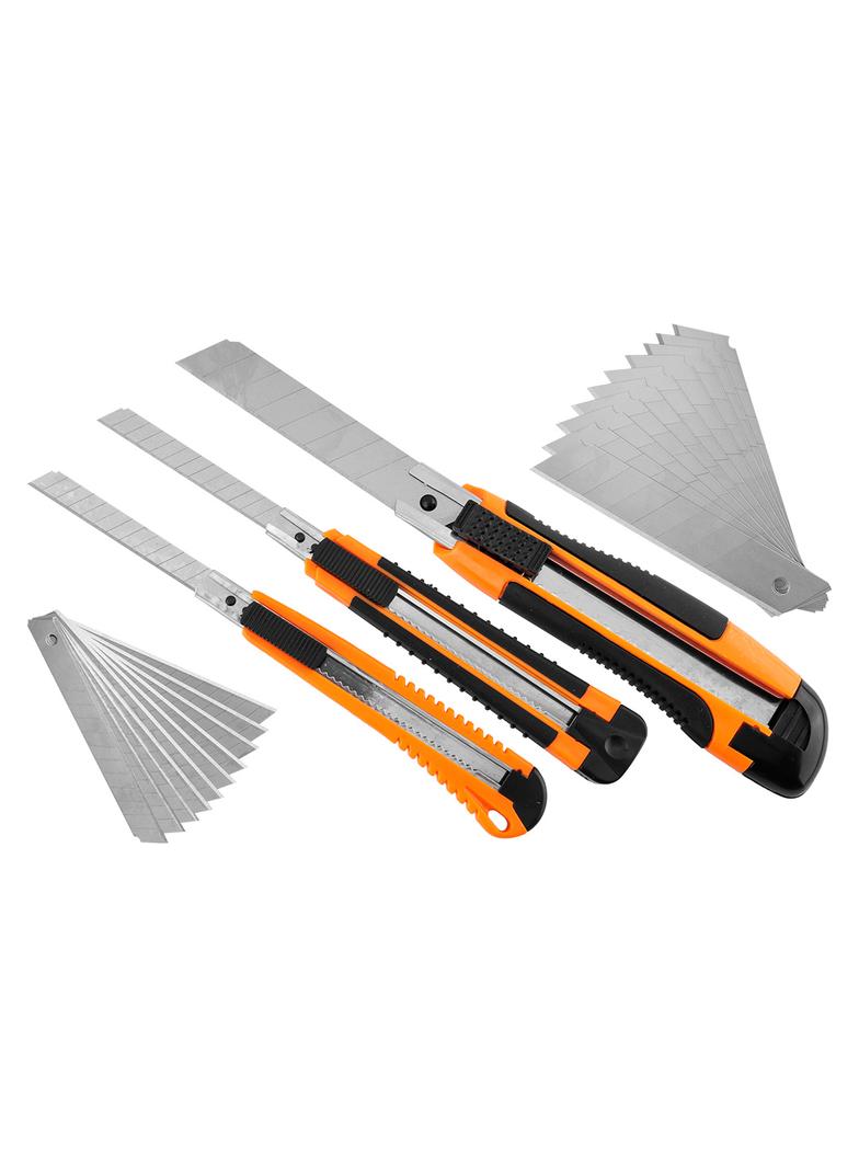 Noże z ostrzem łamanym + ostrza, zestaw 26 sztuk