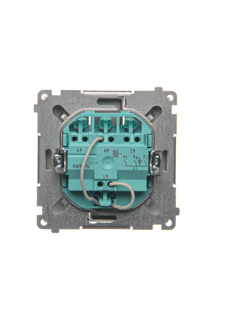 Simon Basic Łącznik potrójny z podświetleniem LED 10A 250V szybkozłączka stal inox BMW31L.01/21 KONTAKT