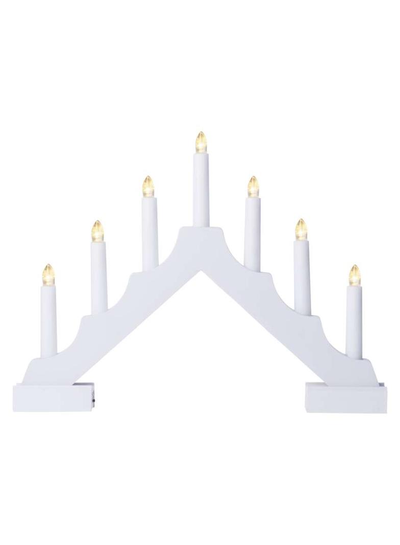 Świecznik świateczny biały drewniany 7 LED 29 cm 2x AA ciepła biel IP20 timer DCAW12 EMOS