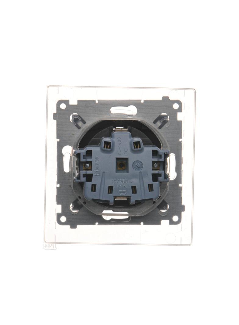 Simon 54 Gniazdo Schuko IP44 z przesłonami z uszczelką ramki 16A z. śrub. klapka transp. brąz mat