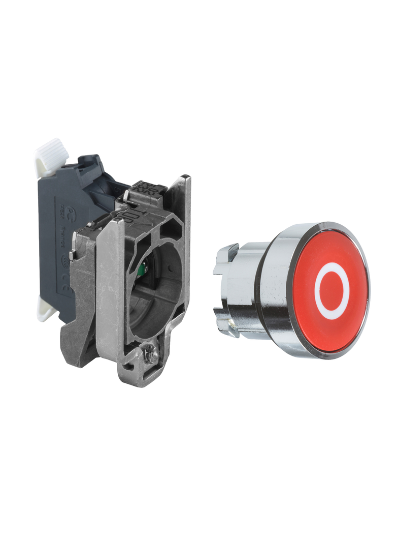 Harmony XB4 Przycisk czerwony, nieprzezroczysty, NC blok styków z zaciskami spręż.+CLRozn. O