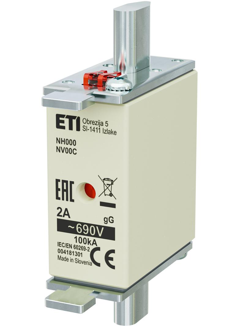 Wkładka topikowa NH zwłoczna KOMBI NH000 WT-00C gG 2A 690V 004181301 ETI