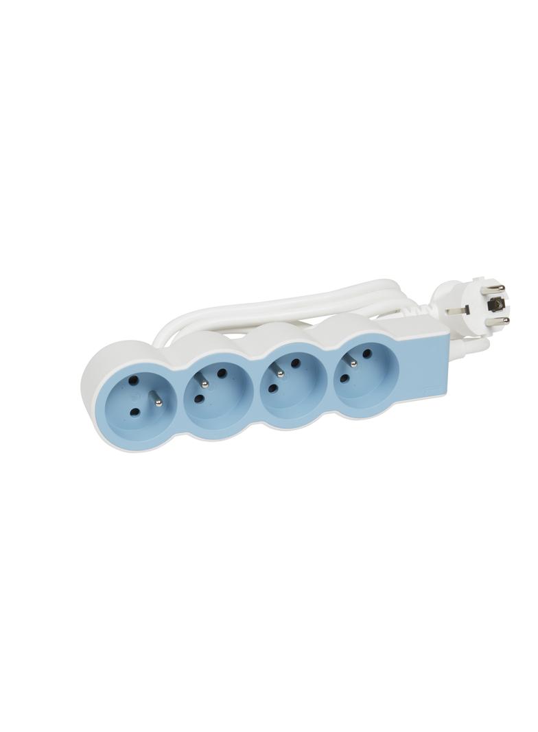 PRZEDŁUŻACZ STANDARD 4X2P+Z, Z PRZEWODEM 1.5 METRA 3X1.0 MM2 - BIAŁY/BŁĘKITNY, Legrand