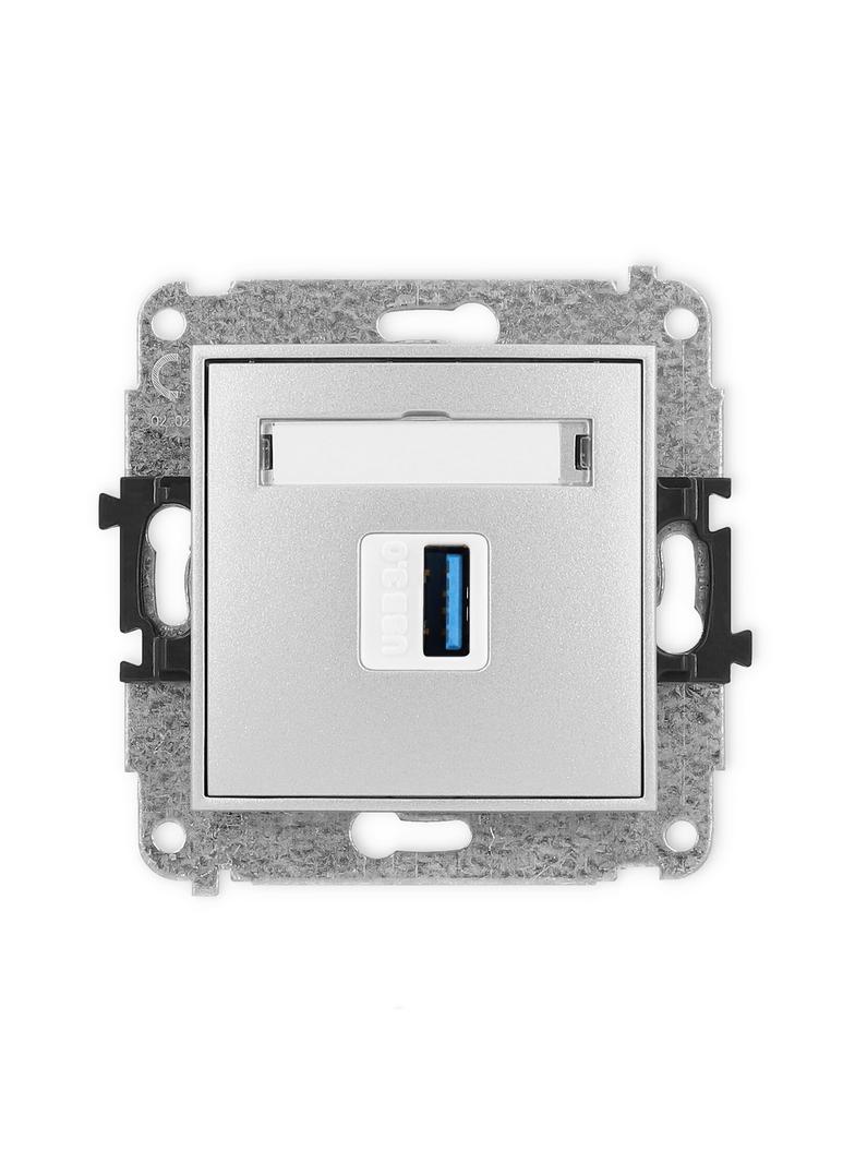 ICON Gniazdo pojedyncze USB A-A 3.0 srebrny metalik 7IGUSB-5 KARLIK