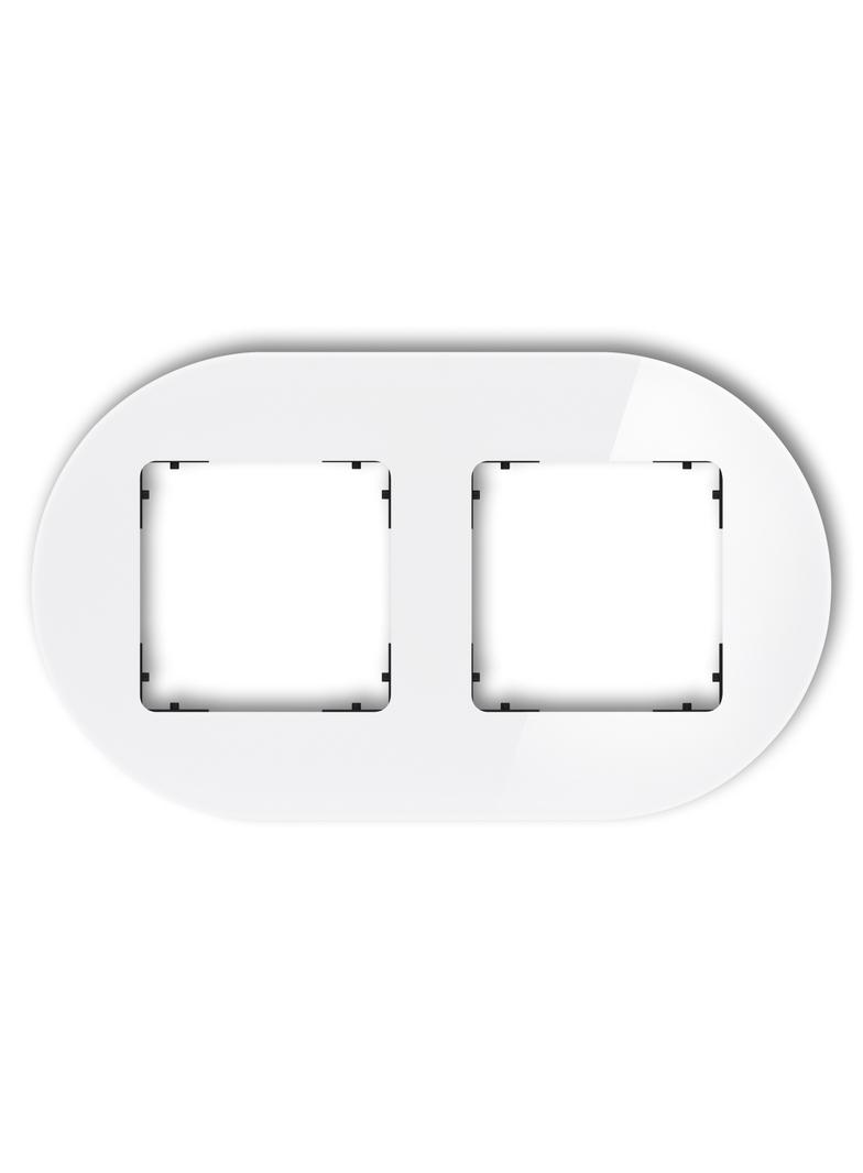 ICON Ramka uniwersalna podwójna okrągła - efekt szkła (ramka: biała; spód: czarny) biały