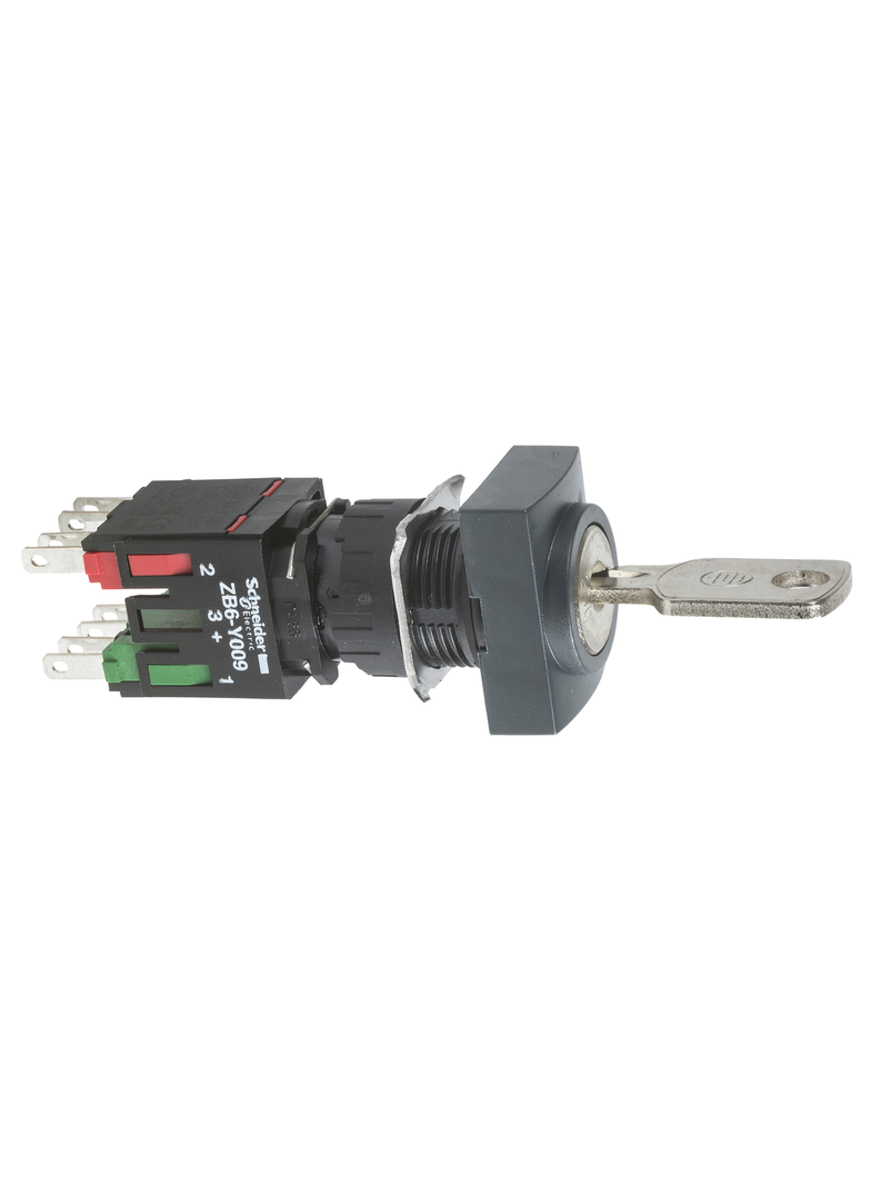 Harmony XB6 Przełącznik z kluczem 2 położeniowy Stabilny Czarny 1Z + 1R 16mm Prostokątny XB6DGC5B Schneider