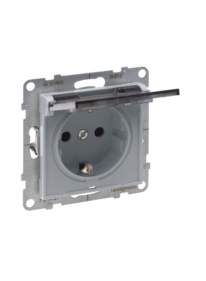 Suno Gniazdo Pojedyncze Z Uziemieniem Schuko 2P+Z 16A 250 V Z Przesłoną IP21 Zaciski Automatyczne Aluminium 721327 LEGRAND