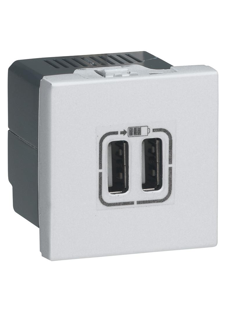 MOSAIC - GNIAZDO ZASILAJĄCE 2 X USB 1500 MA - BIAŁY, Legrand