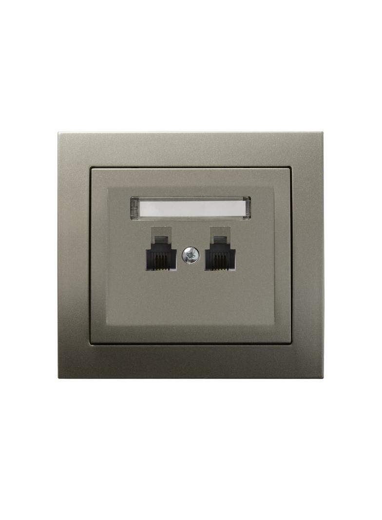 KIER Gniazdo telefoniczne podwójne równoległe - kolor satyna light