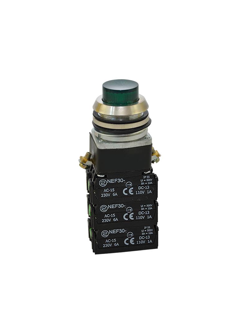 Przycisk NEF30-WL3X3Y/24V zielony