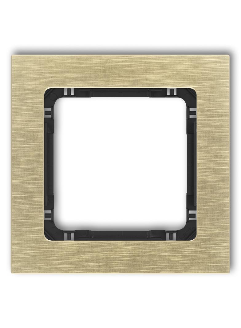 DECO Ramka uniwersalna pojedyncza - aluminium szczotkowane (ramka: kolor mosiężny; spód: czarny) mos