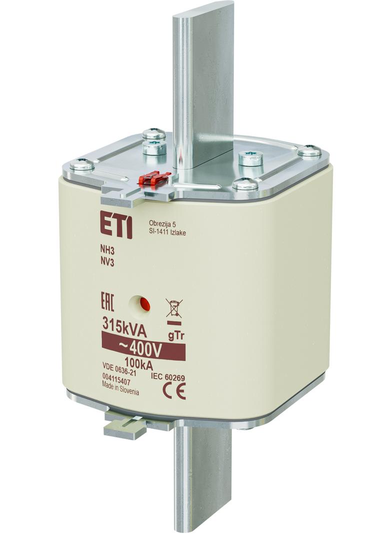 Wkładka topikowa NH transformatorowa NH3 gTr 455A 400V 315kVA 004115407 ETI